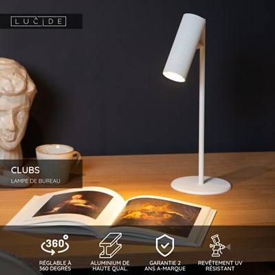 Lucide CLUBS - Lampe de bureau - 1xGU10 - Blanc